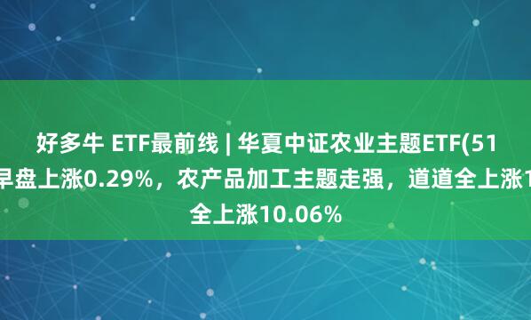 好多牛 ETF最前线 | 华夏中证农业主题ETF(516810)早盘上涨0.29%，农产品加工主题走强，道道全上涨10.06%
