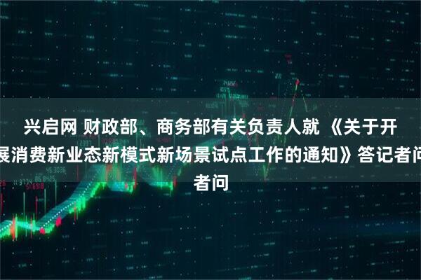 兴启网 财政部、商务部有关负责人就 《关于开展消费新业态新模式新场景试点工作的通知》答记者问