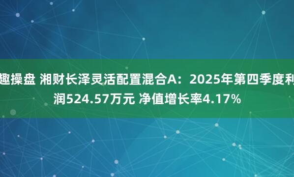 趣操盘 湘财长泽灵活配置混合A：2025年第四季度利润524.57万元 净值增长率4.17%